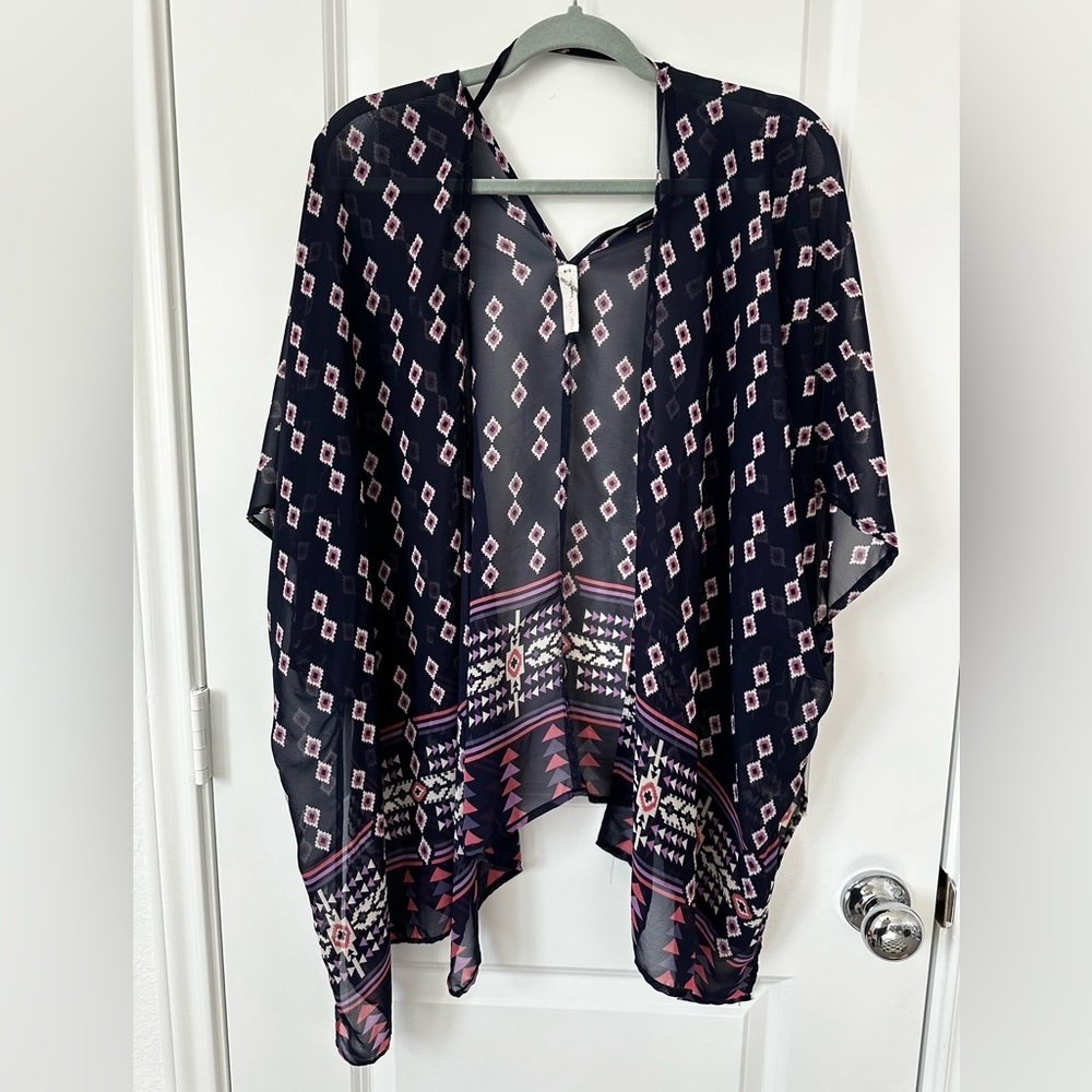 Love Tree Dark Kimono Western Print Boho